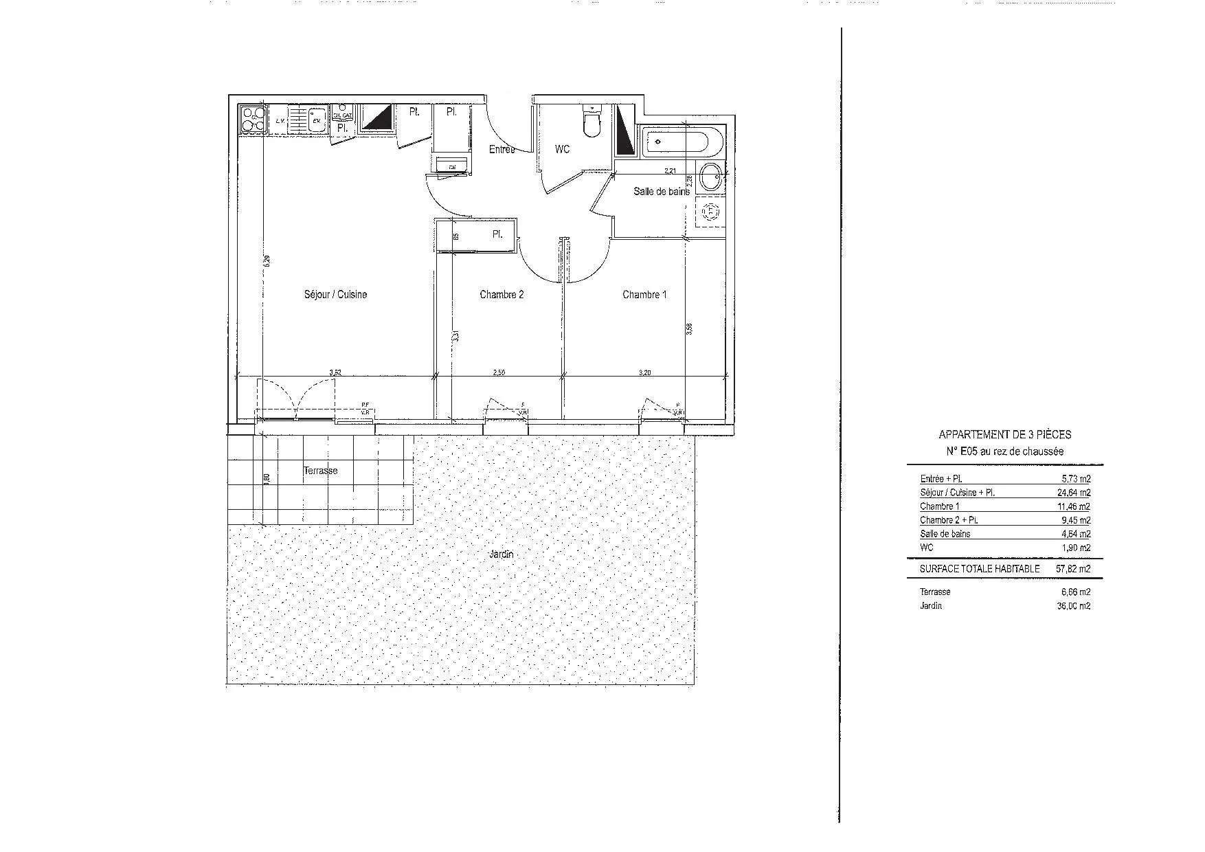 À vendre : Appartement T3 de 58,56 m² à Quint-Fonsegrives 