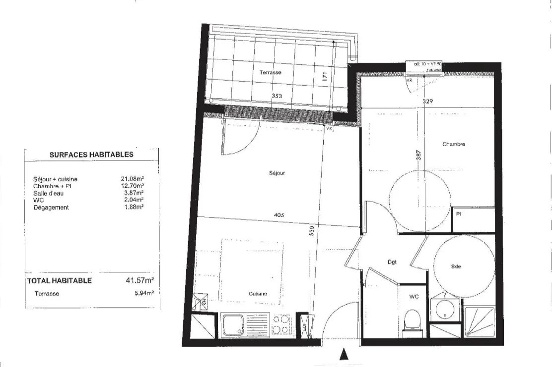 A vendre - Appartement T2 de 42,23 m² à Toulouse - 134 250 € 