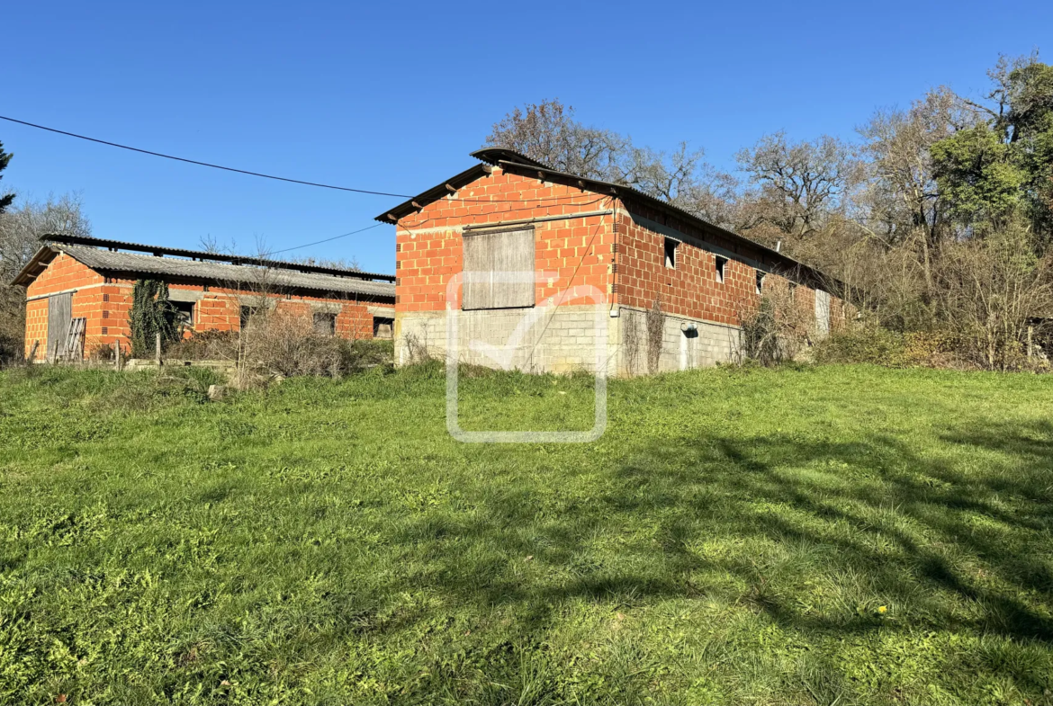 Transformez ces deux bâtis en votre rêve sur 4380 m² à St Aubin de Nabirat 