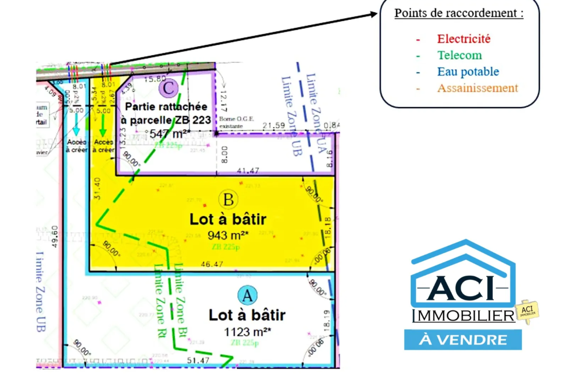 Terrain constructible de 943 m² à Luzinay - 265 000 € 