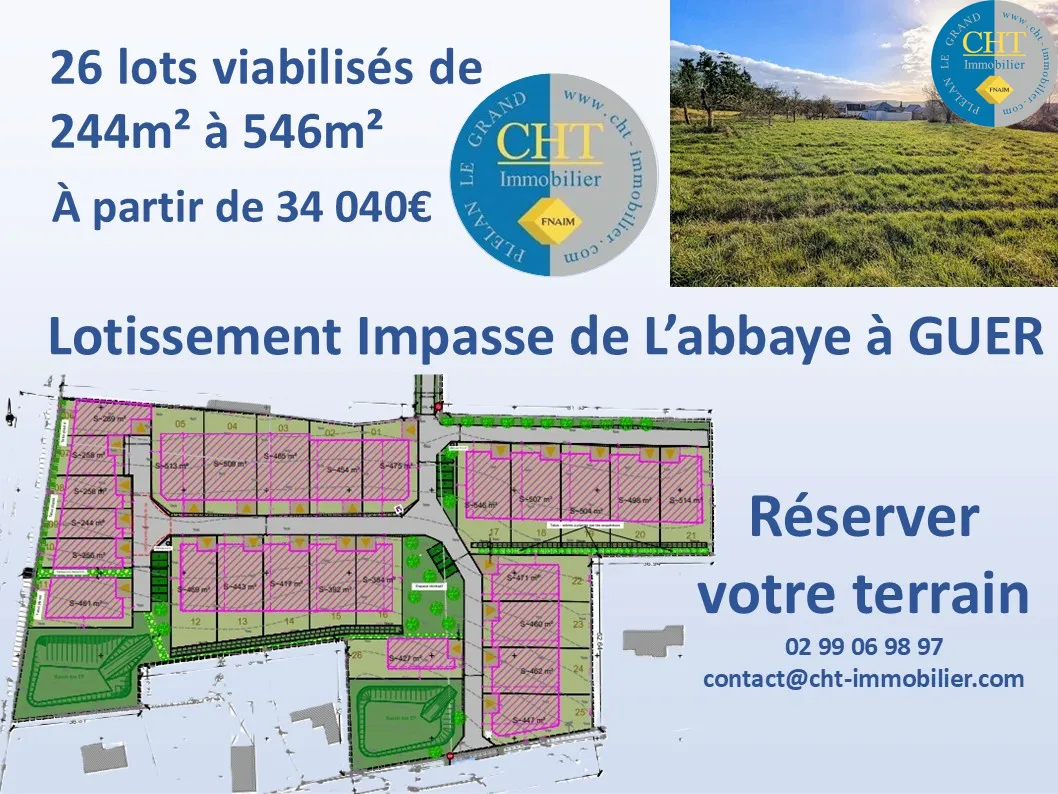 Terrain constructible de 475 m² à vendre à Guer (56380) 