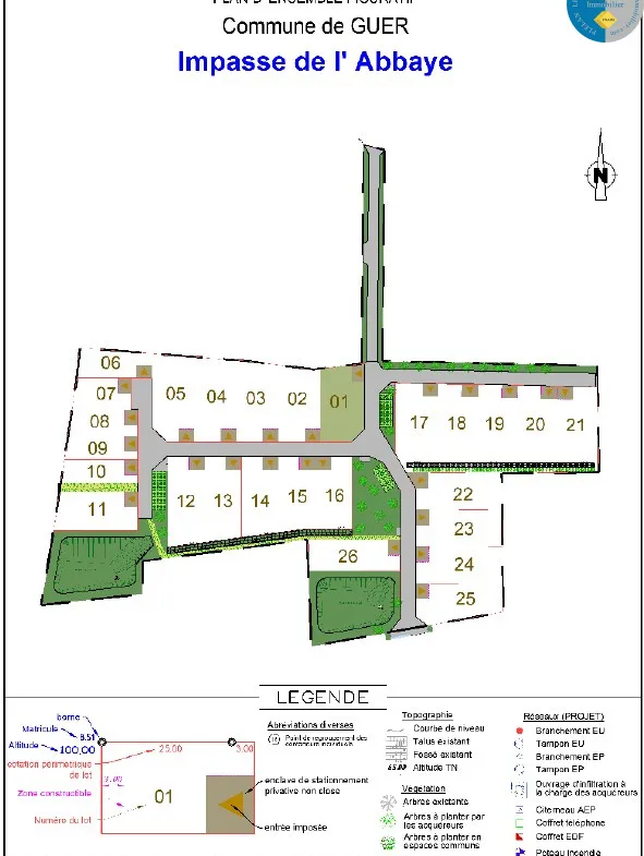 Terrain constructible de 475 m² à vendre à Guer (56380) 