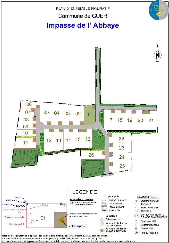 Terrain constructible de 475 m² à vendre à Guer (56380) 