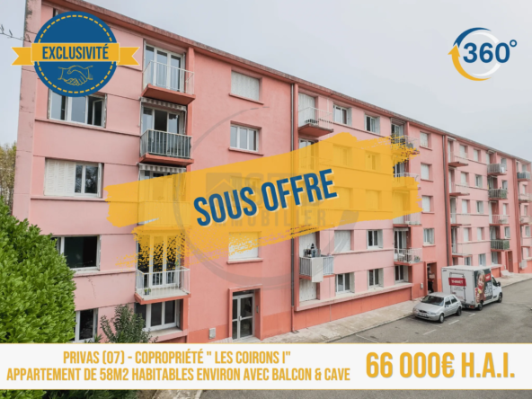 Appartement 58m2 au 3ème étage à Privas, vendu loué