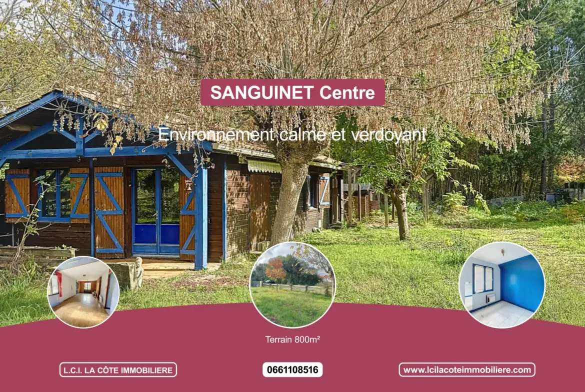 Maison en bois à rénover à Sanguinet sur terrain de 800 m² 