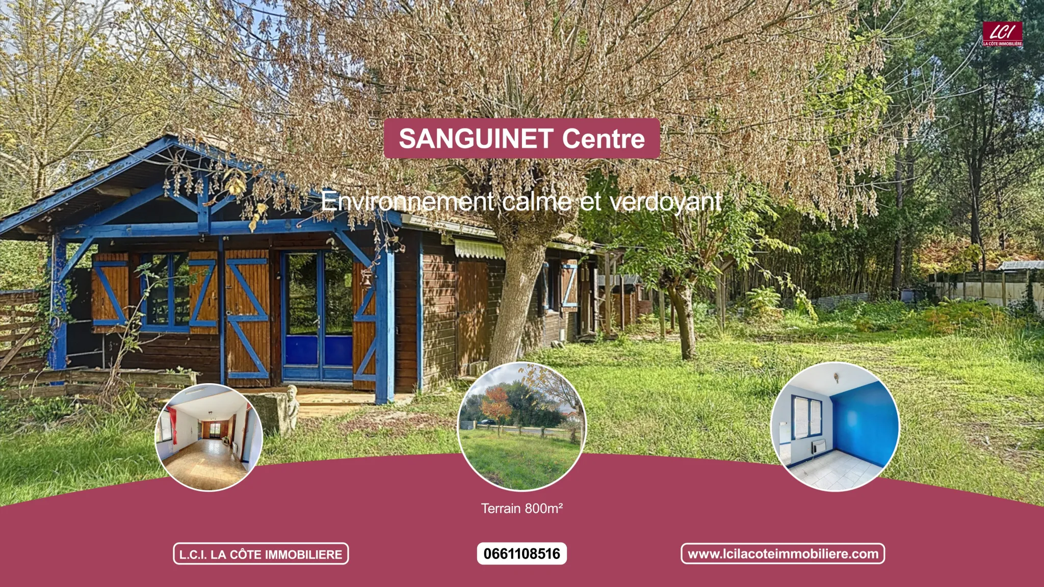 Maison en bois à rénover à Sanguinet sur terrain de 800 m² 