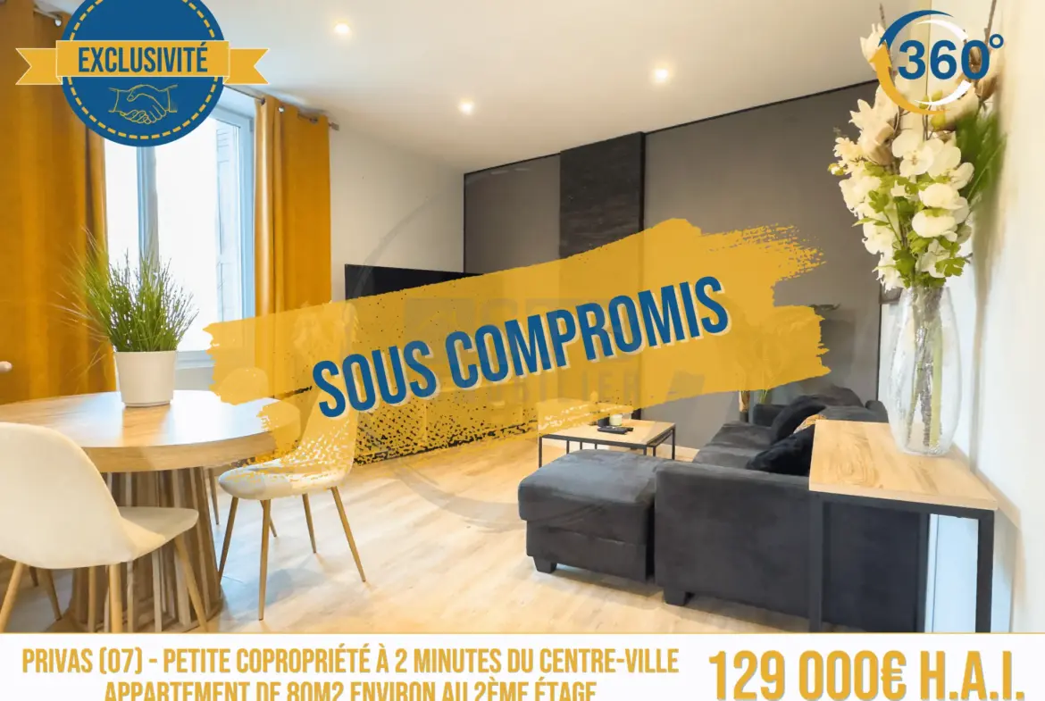 Appartement rénové de 80m² avec terrasse à Privas 