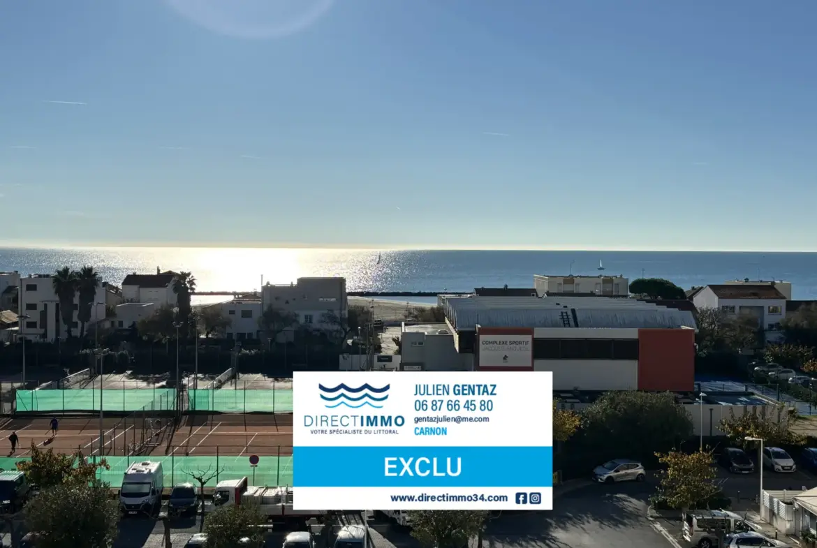 À vendre : F2 lumineux avec terrasse et vue sur la mer à CARNON-PLAGE 