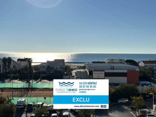 À vendre : F2 lumineux avec terrasse et vue sur la mer à CARNON-PLAGE