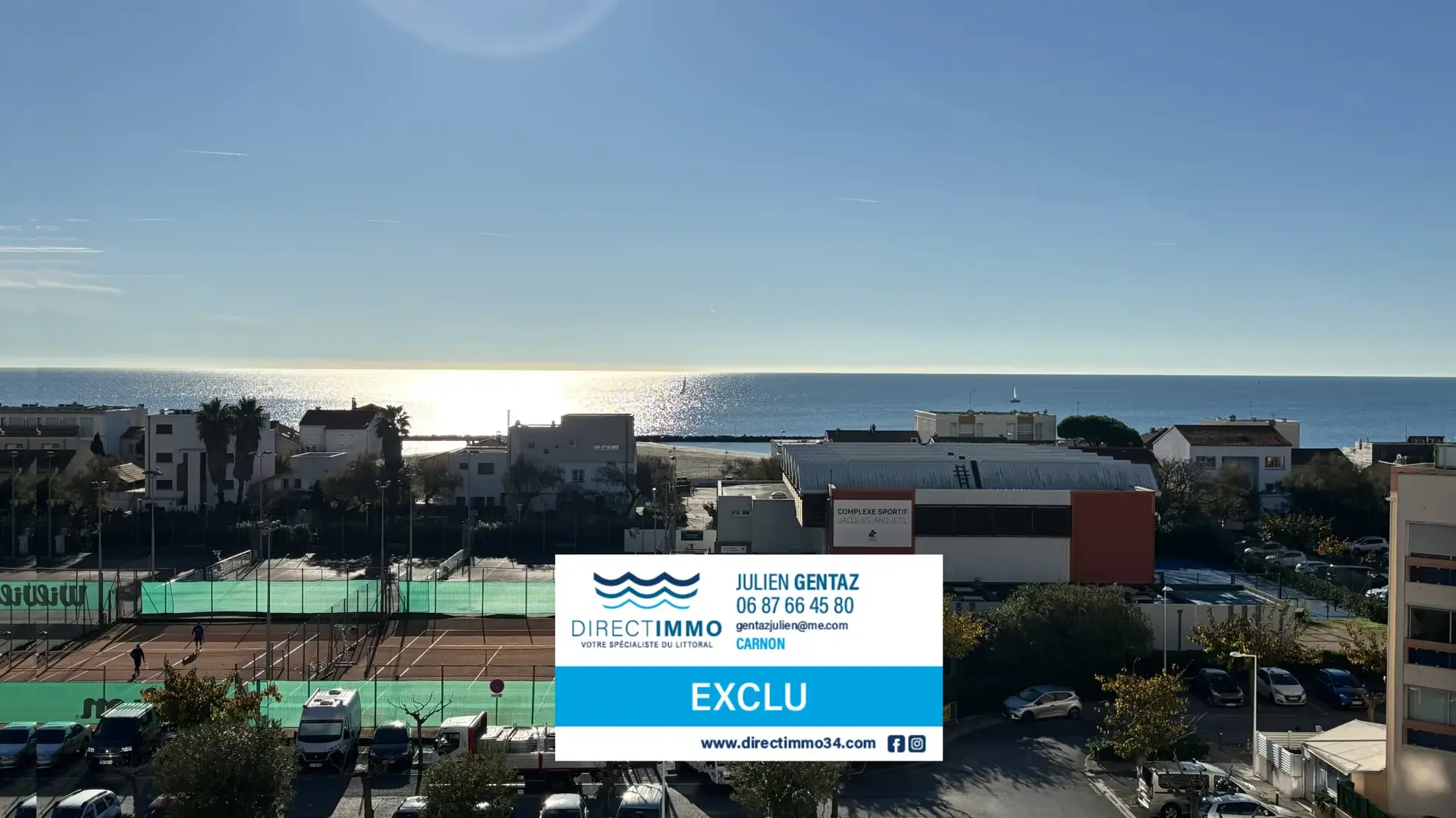 À vendre : F2 lumineux avec terrasse et vue sur la mer à CARNON-PLAGE 