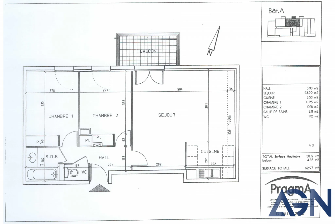 À vendre : Appartement 3 pièces 58,12m² avec balcon et garage à Montpellier 