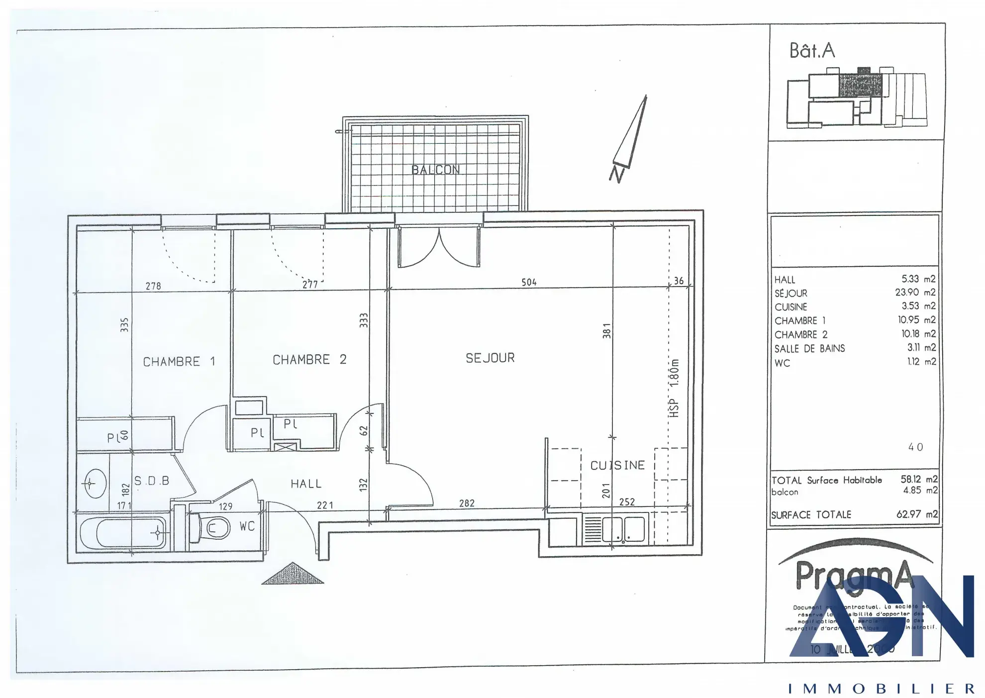 À vendre : Appartement 3 pièces 58,12m² avec balcon et garage à Montpellier 