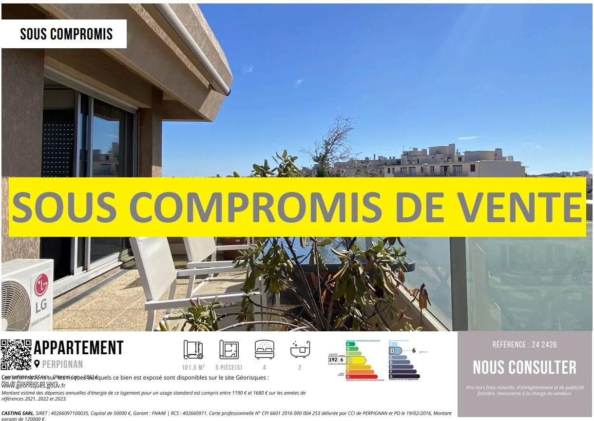 Appartement T5 au Dernier Étage avec Terrasse à Perpignan 