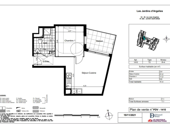 Appartement 2 pièces à vendre - 42 m² - Juvisy sur Orge