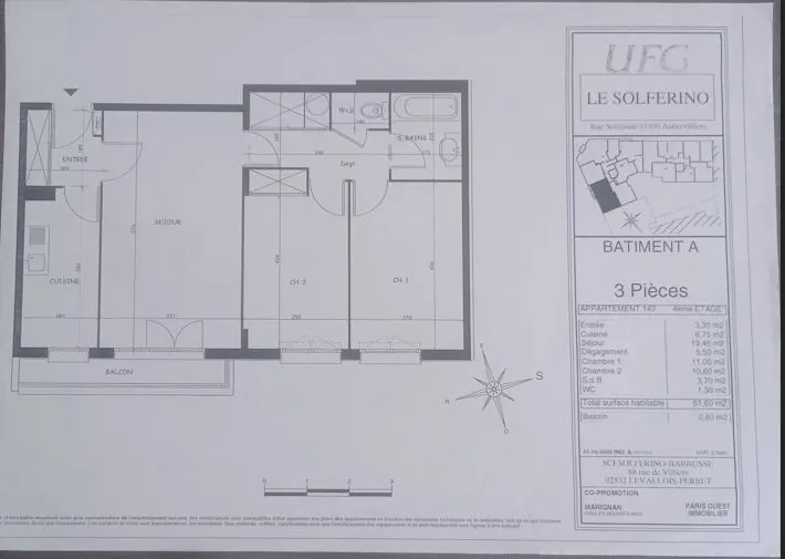 Appartement 3 pièces avec parking à Aubervilliers, rue Solferino 