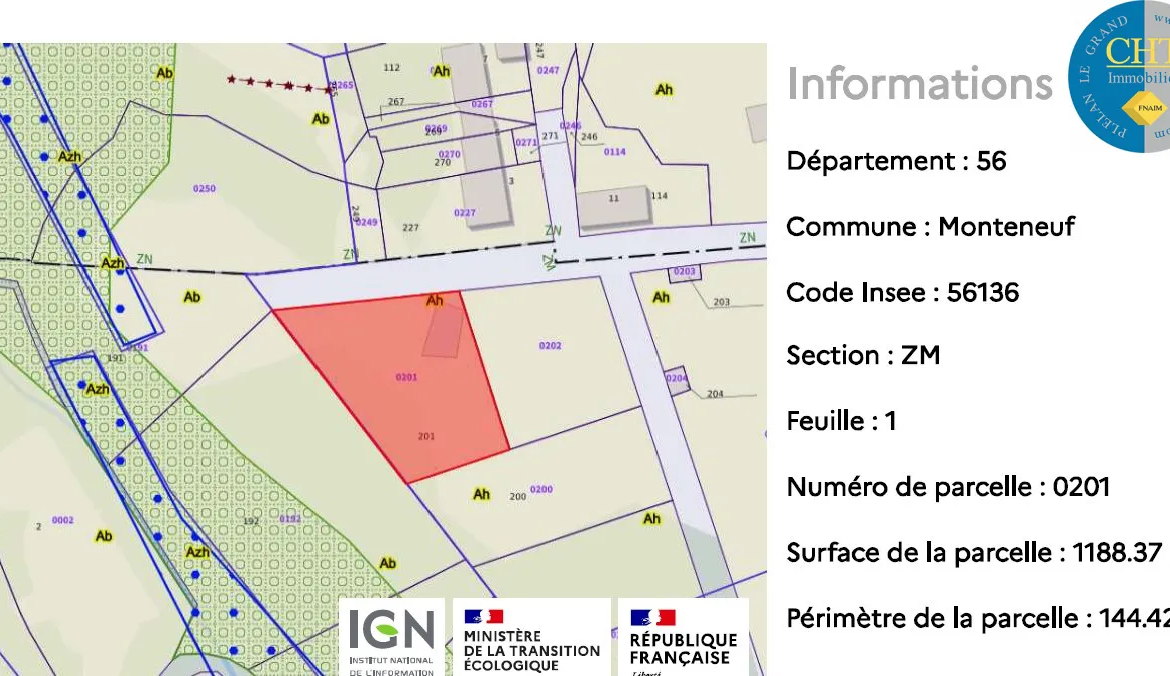 Terrain à bâtir hors lotissement à Monteneuf - 16 100 € 