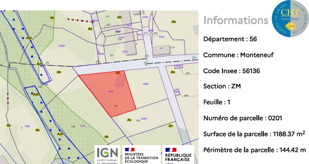 Terrain à bâtir hors lotissement à Monteneuf - 16 100 € 