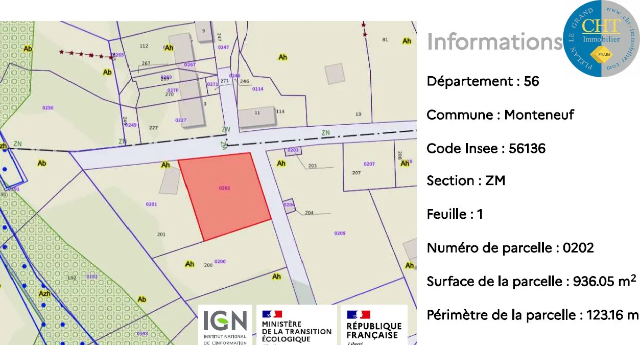 Terrain à bâtir hors lotissement à Monteneuf - 922 m2 à 15 100 € 