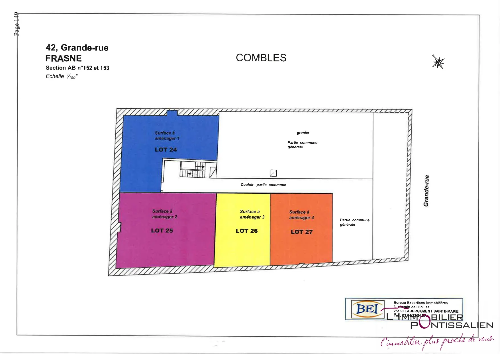 Vente de combles à aménager à Frasne - 115 m² en Loi Carrez 