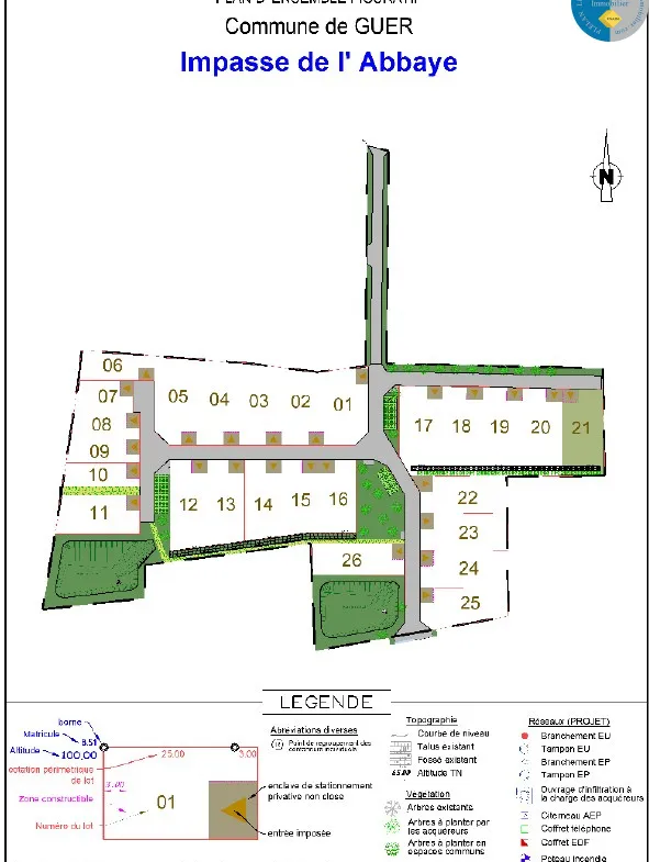 Terrain constructible de 514 m² à vendre à GUER (56380) 