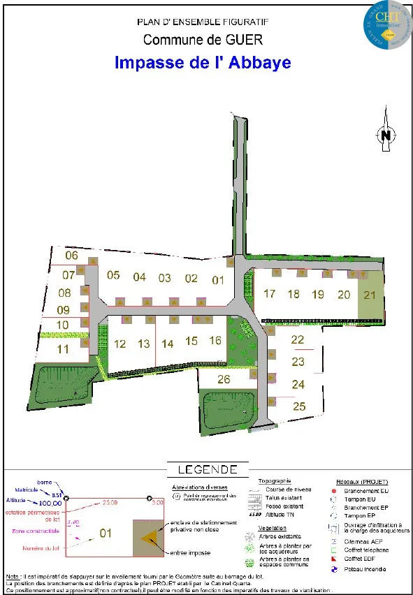 Terrain constructible de 514 m² à vendre à GUER (56380) 