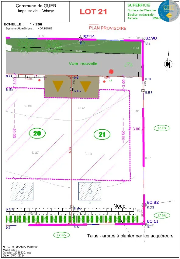 Terrain constructible de 514 m² à vendre à GUER (56380) 