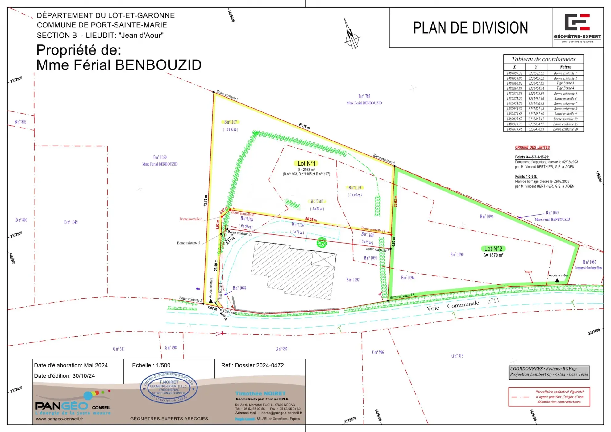 TERRAIN constructible de 1 870 m² à Clermont-Dessous 