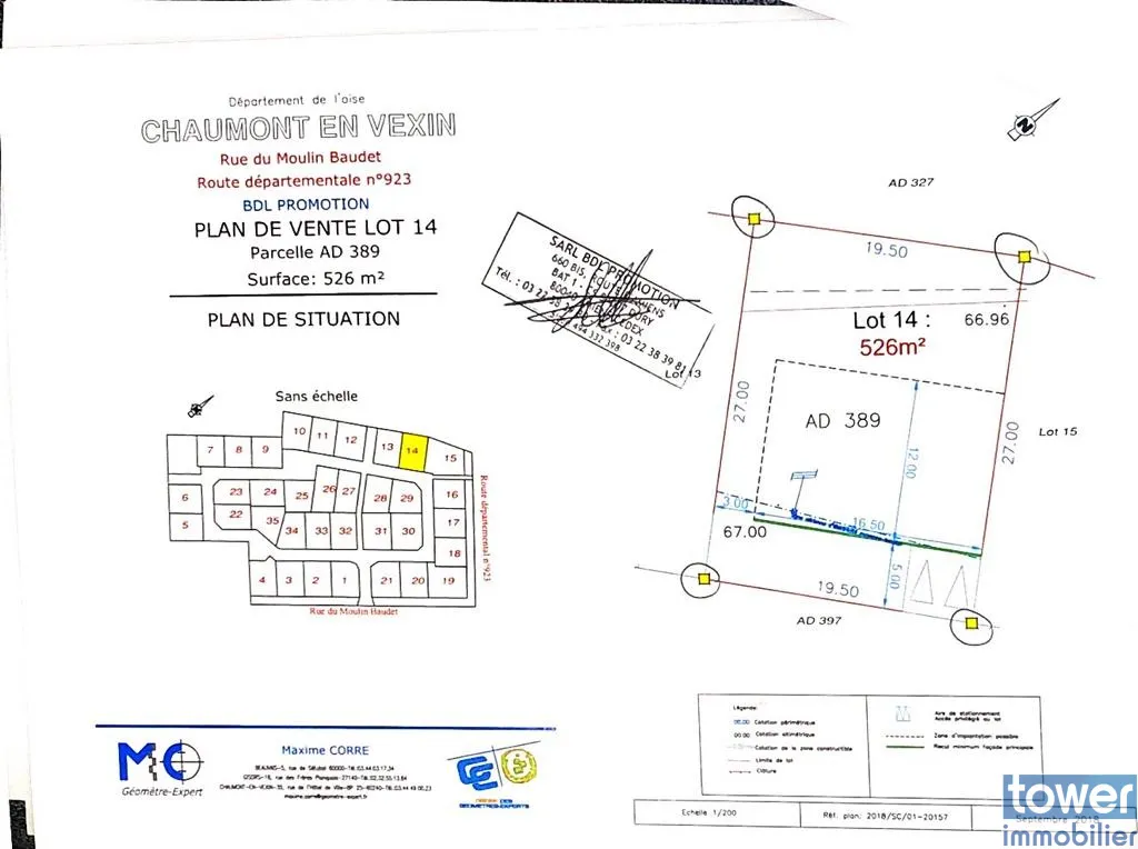 Terrain constructible à Chaumont en Vexin de 526 m² avec permis 