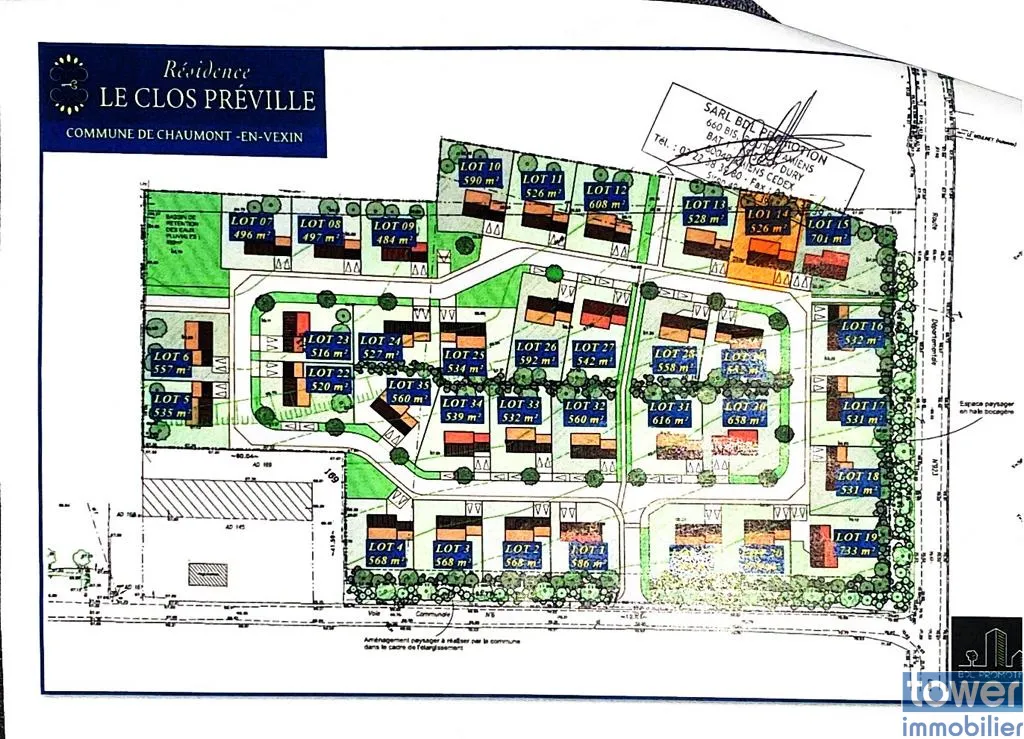 Terrain constructible à Chaumont en Vexin de 526 m² avec permis 