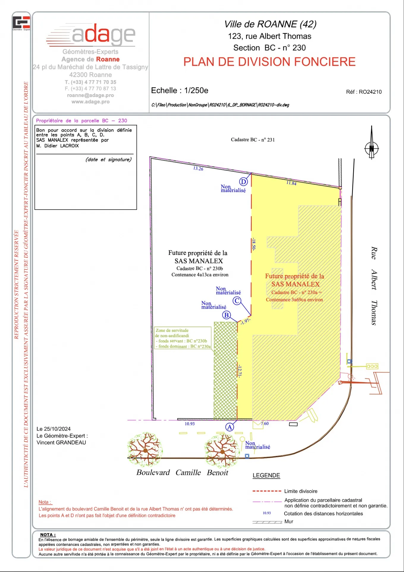 Terrain à bâtir 423 m² en hypercentre de Roanne 