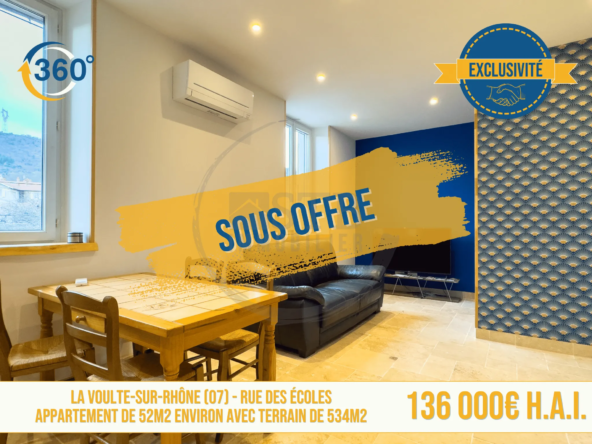 Appartement rénové de 54 m² avec 534 m² de terrain à La Voulte-sur-Rhône