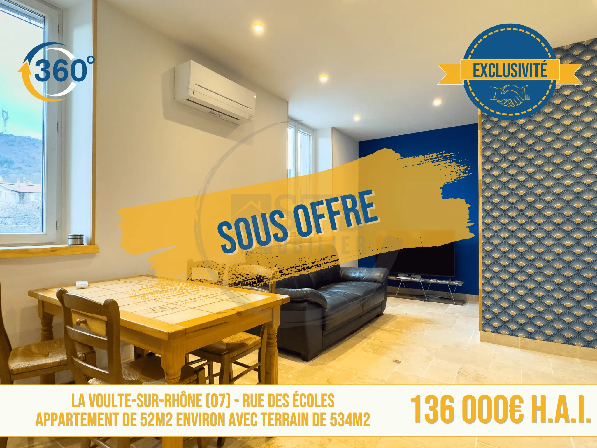 Appartement rénové de 54 m² avec 534 m² de terrain à La Voulte-sur-Rhône 