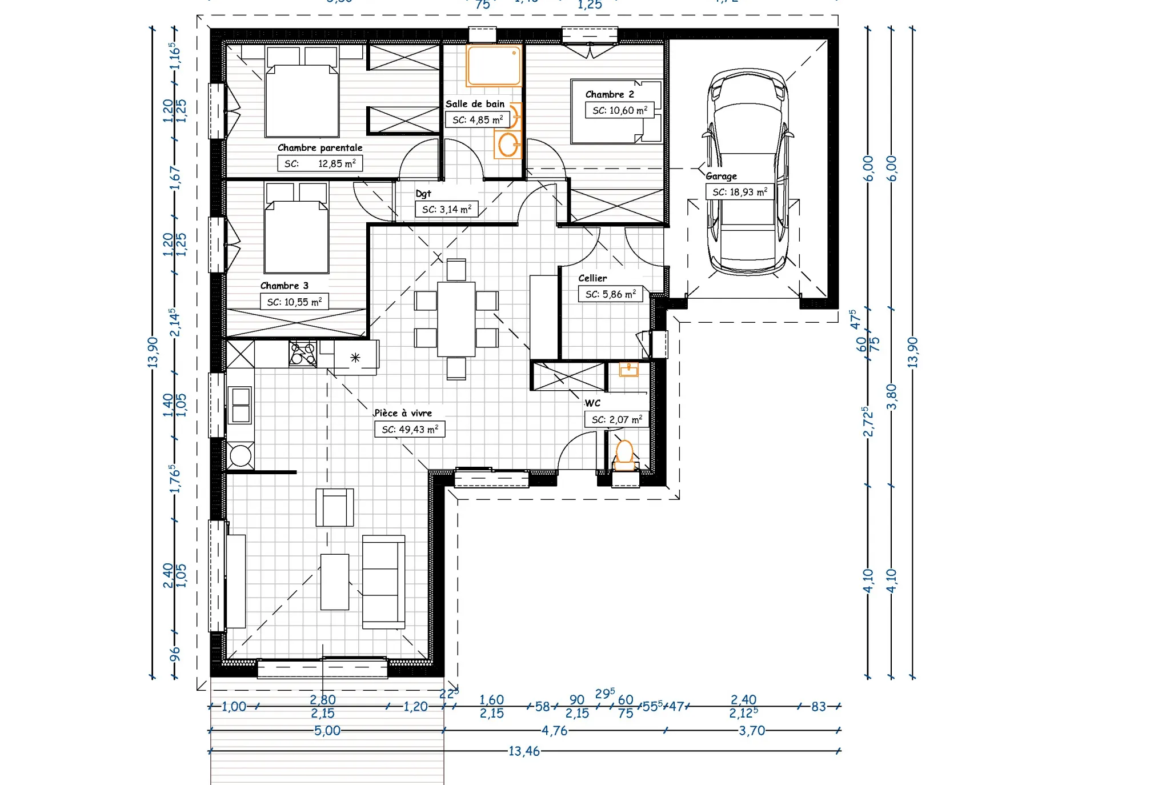 Villa récente de 102 m² à Cintegabelle avec 3 chambres 