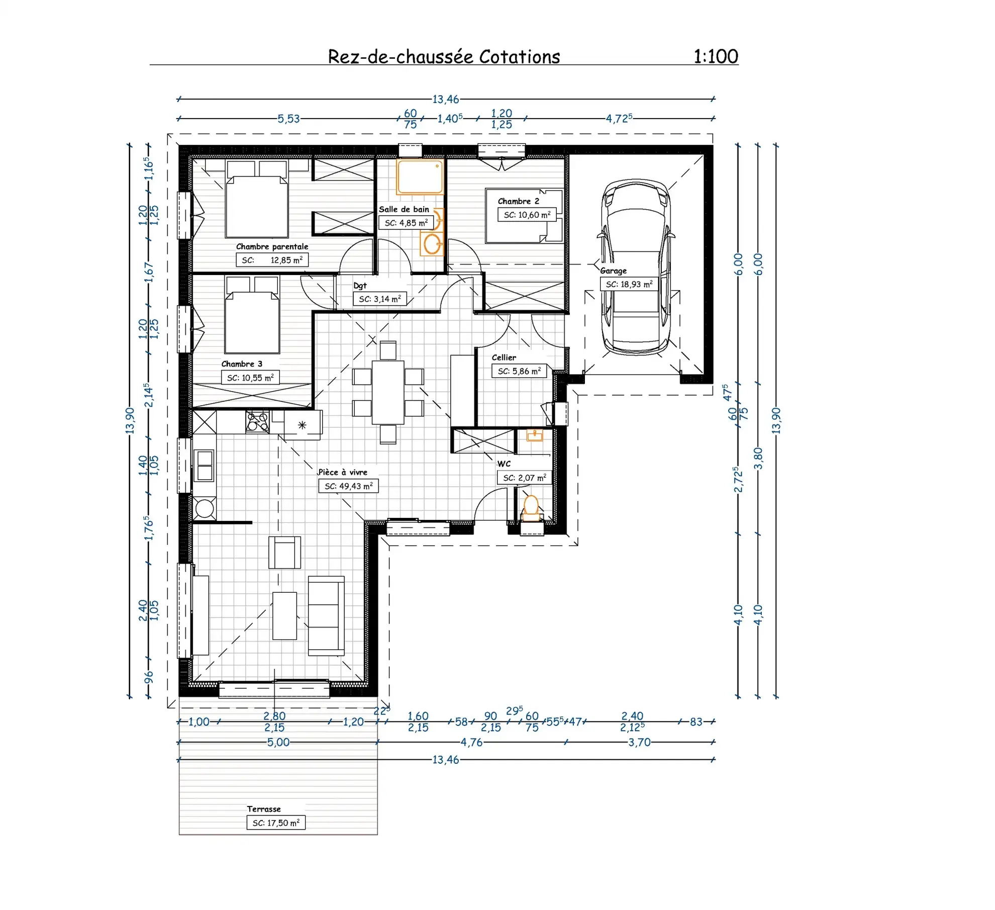 Villa récente de 102 m² à Cintegabelle avec 3 chambres 