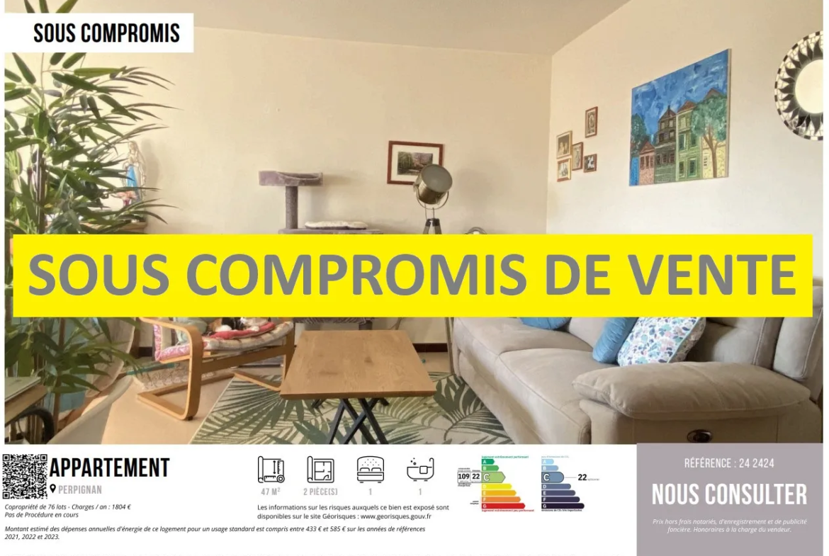 Appartement T2 avec loggia et parking à Perpignan, Quartier des Fleurs 