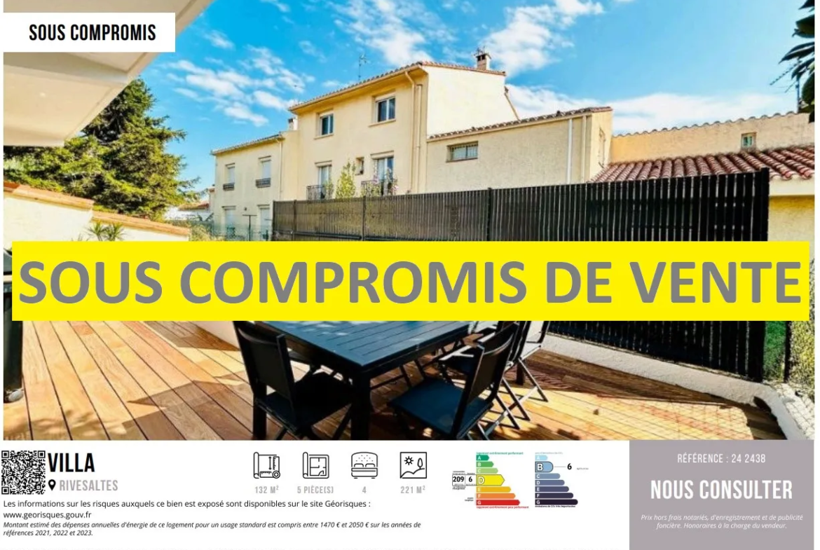 Villa T5 avec garage à vendre à Rivesaltes 