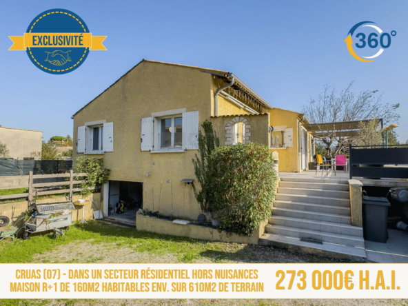 Maison R+1 avec sous-sol à Cruas - 120 m² habitable sur 610 m² terrain