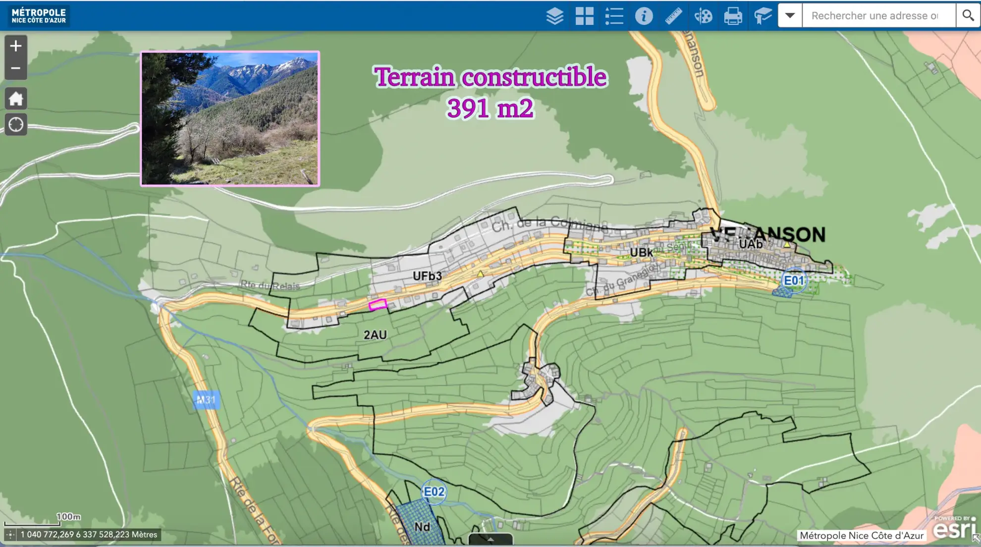 Terrain Constructible avec Vue Panoramique à Venanson à vendre 