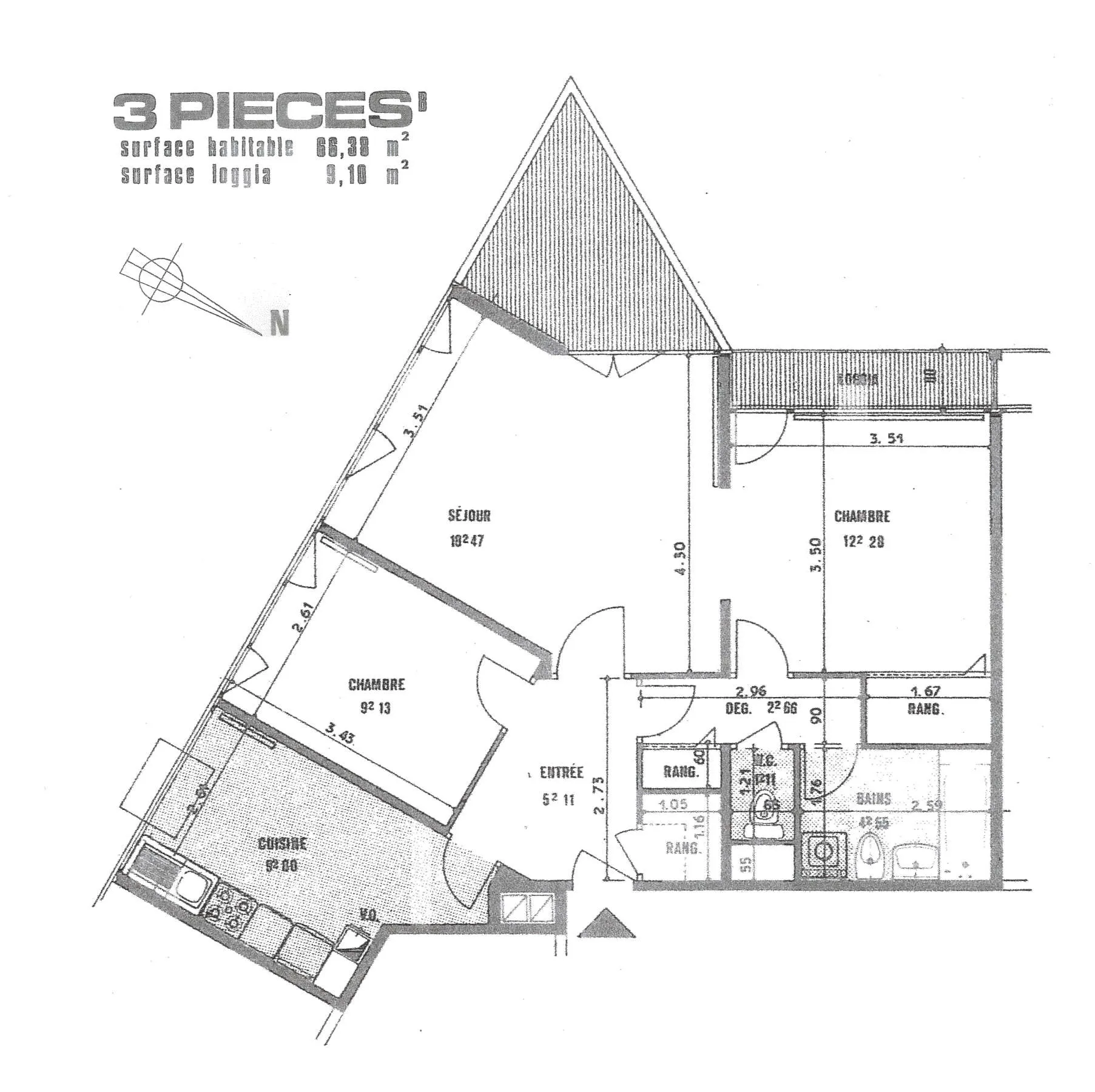 F3 lumineux avec loggia fermée et vue dégagée à Créteil 