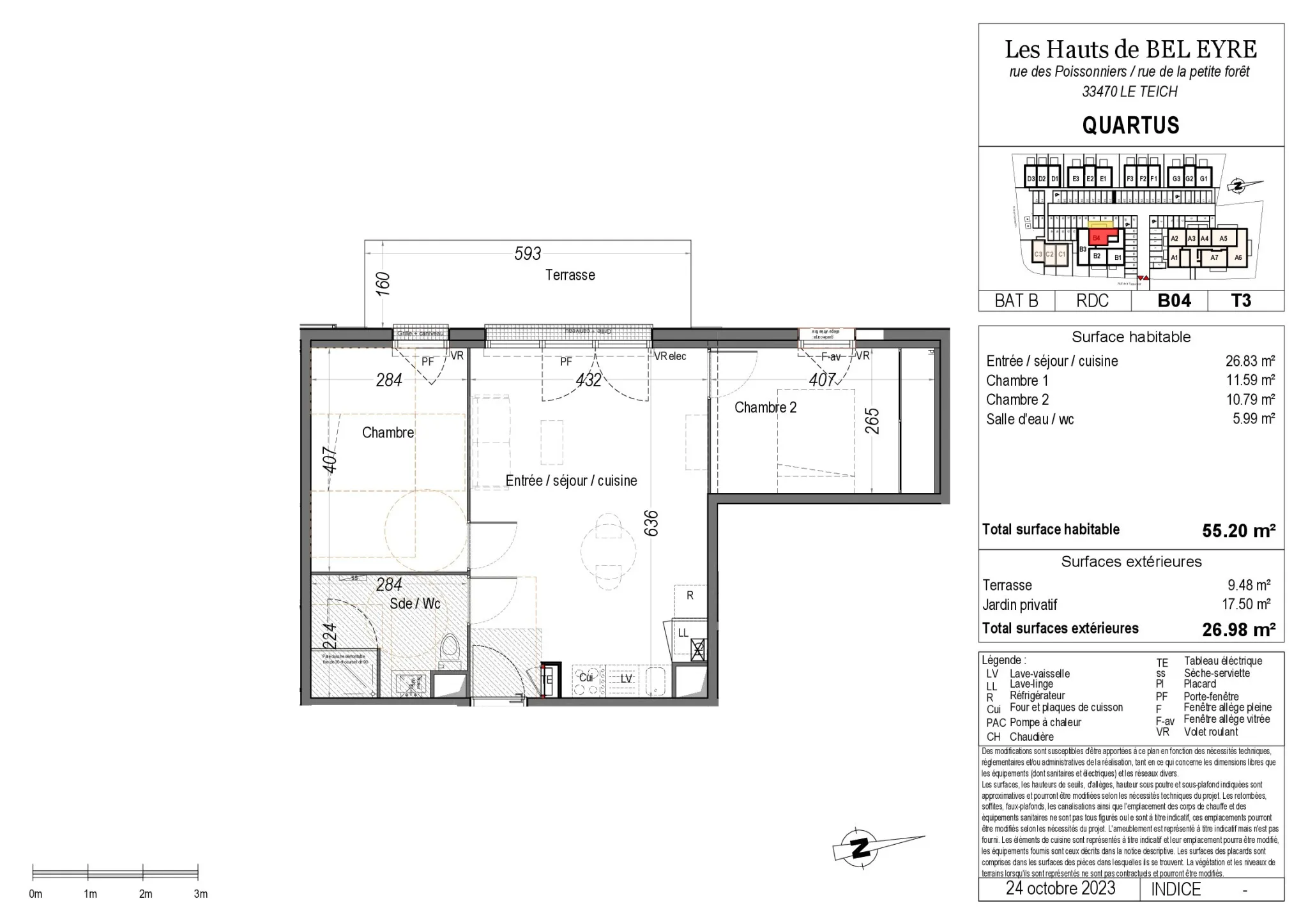 Appartement T3 neuf avec jardin à Le Teich - 283 500 € 