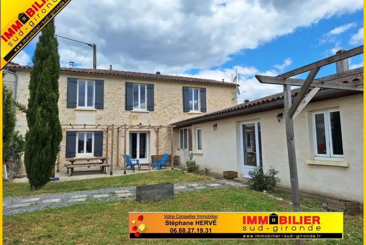 Maison en pierre spacieuse à Barsac sur l'axe Langon-Bordeaux 