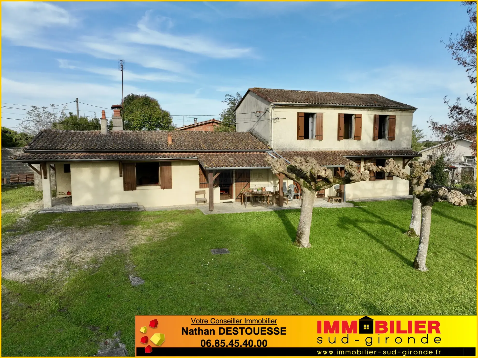 Maison en pierre à Illats avec vue sur les vignes - 4 chambres 