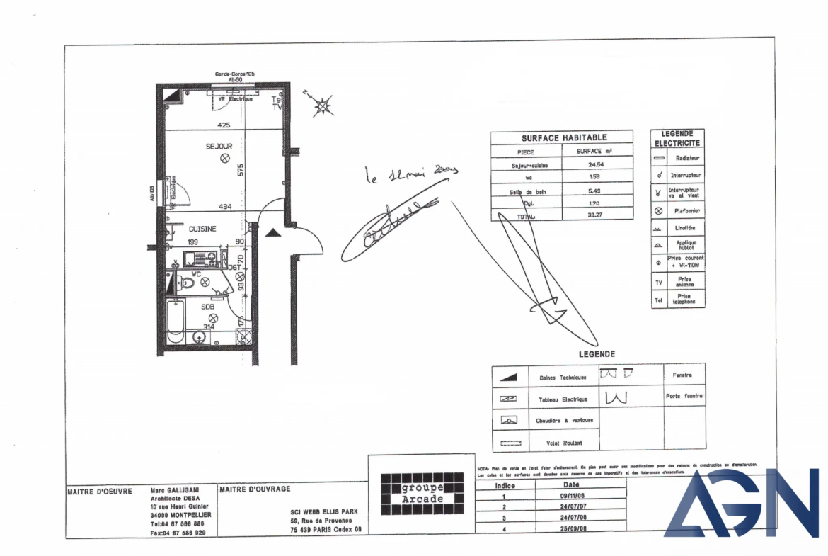 À vendre : Appartement T1 de 33,27 m² avec garage quartier Pas du Loup Montpellier 