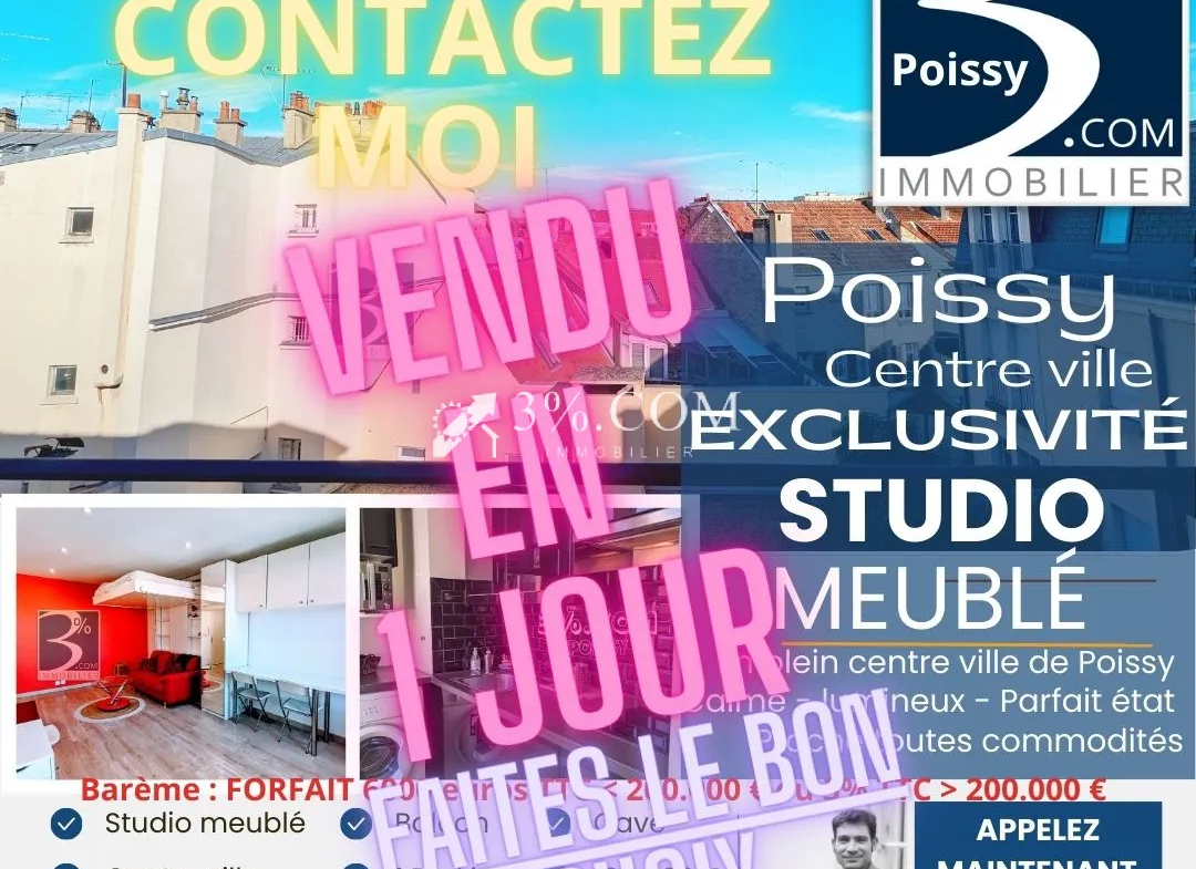 Studio meublé à vendre à Poissy Centre Ville 