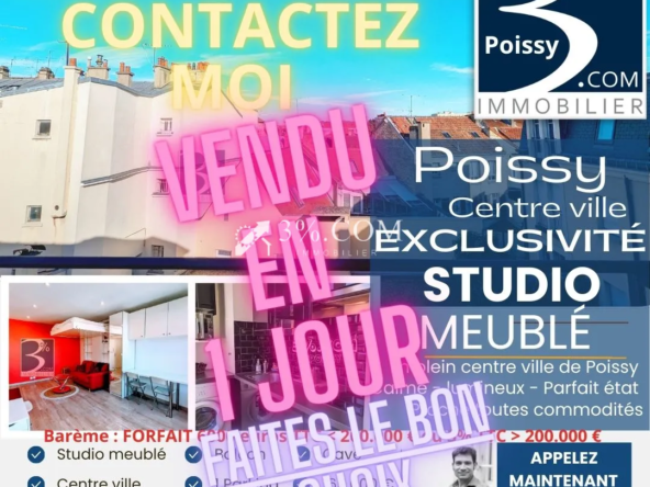 Studio meublé à vendre à Poissy Centre Ville