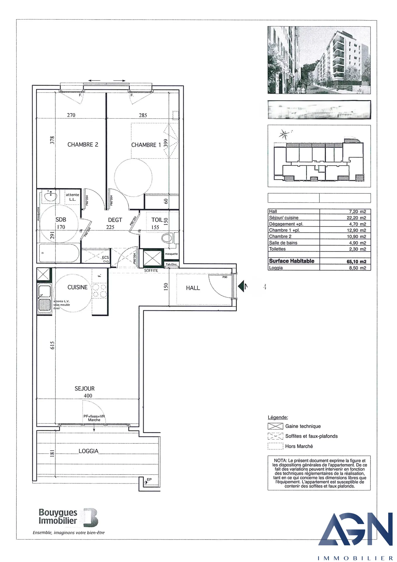 Appartement T3 de 65,1 m² avec terrasse et garage à Montpellier 