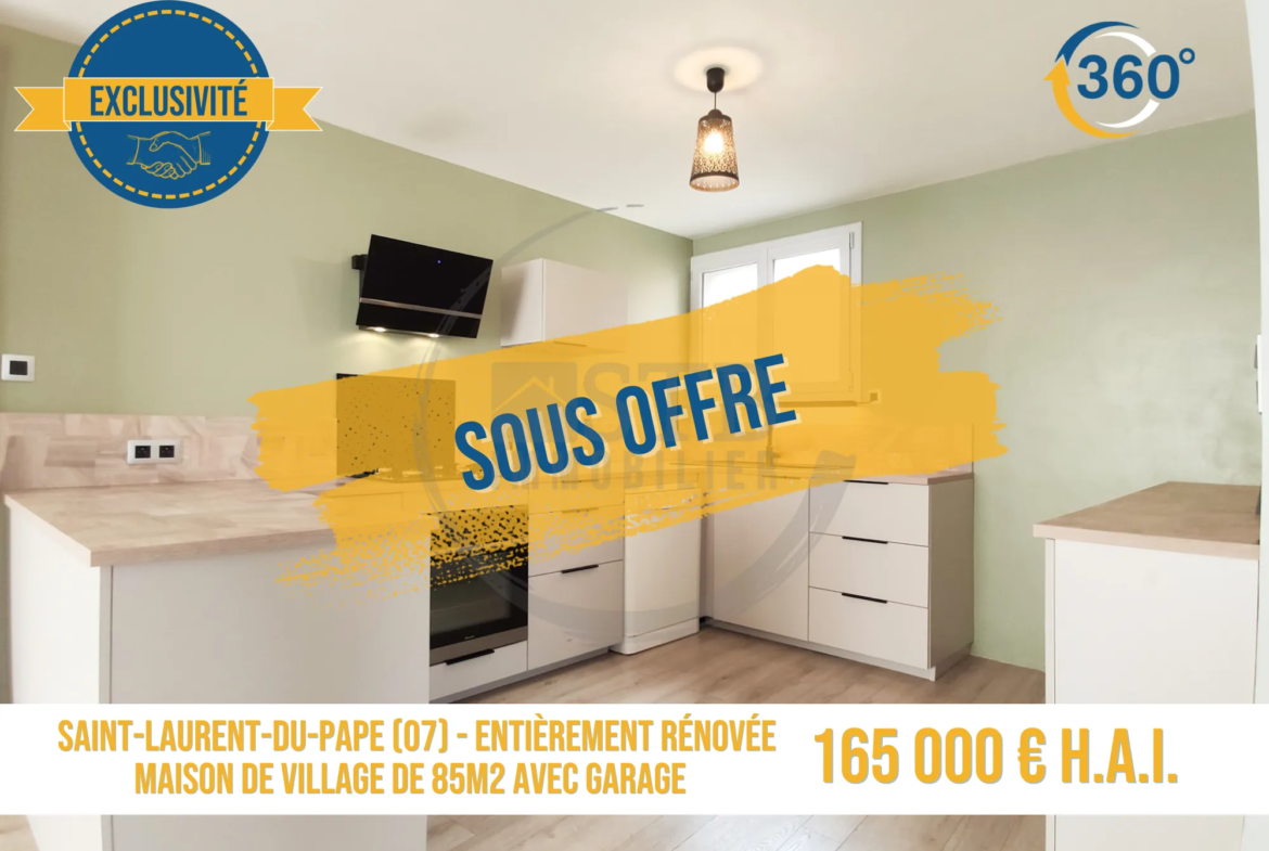 Maison de village rénovée avec garage à Saint-Laurent-du-Pape - 85m² 