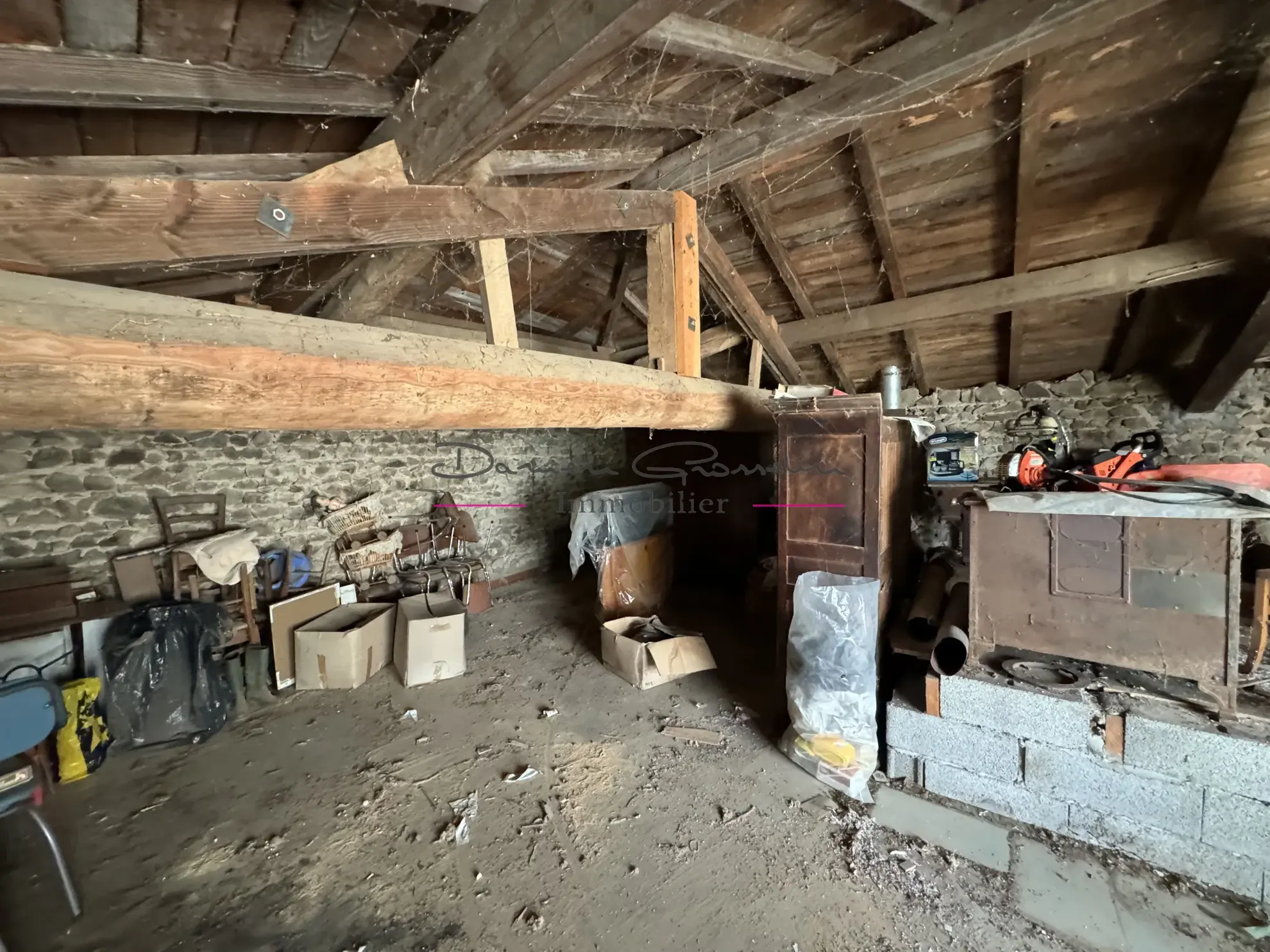 Maison de campagne en pierre à rénover avec terrain arboré à Cublize 