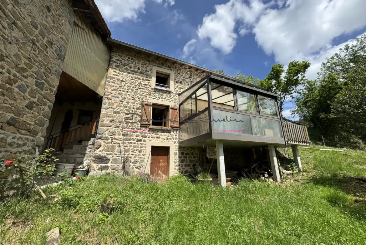 Maison de campagne en pierre à rénover avec terrain arboré à Cublize 