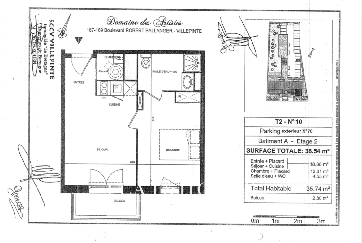 À vendre : Appartement T2 de 39 m² à Villepinte - 137 500 € 